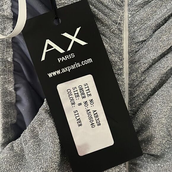 AX Paris gathered mini dress in silver metallic NWT - Picture 5 of 7